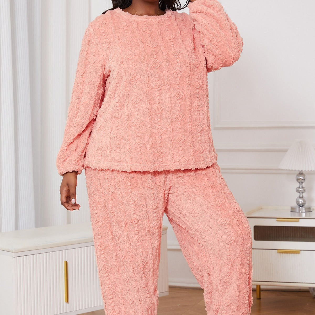 Piżama Plus Size z Okrągłym Dekoltem | Idealna na Cały Rok
