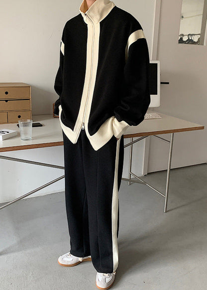 Dwukierunkowy Zamek Kolorowy Blok Men's Sports Tracksuit I Idealny na Wiosnę i Jesień