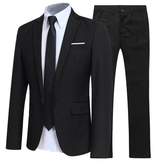 Męski Garnitur Slim Fit z Kołnierzem Zasięgowym Dwuczęściowy Idealny na Wszystkie Pory Roku