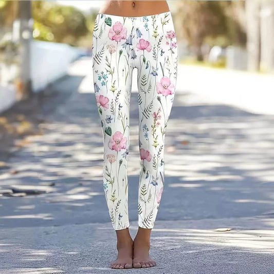 Legginsy Stretch z Wysokim Stanem i Kwiatowym Wzorem Idealne na Wszystkie Pory Roku