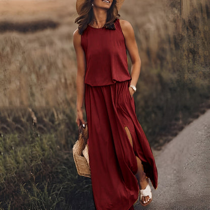 Sukienka Maxi bez Rękawów w Stylu Retro | Idealna na Wiosnę i Lato
