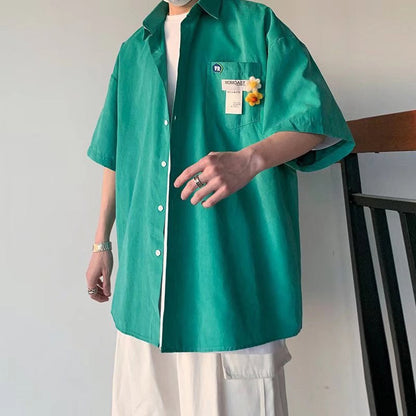 Męska koszula kardigan z krótkim rękawem w slim fit idealna na lato