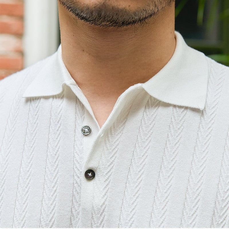 Męska koszula dzianinowa slim-fit z krótkim rękawem I Idealna na lato