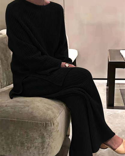 Dzianinowy Sweter i Spodnie z Luźnym Krojem | Idealne na Wiosnę i Jesień