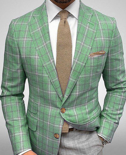 Damska Wiosenna Marynarka Slim Fit w Paski z Dwoma Guzikami