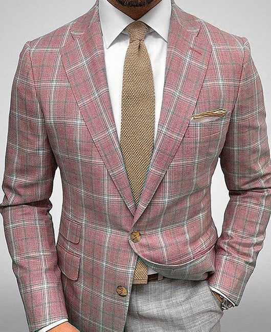 Damska Wiosenna Marynarka Slim Fit w Paski z Dwoma Guzikami