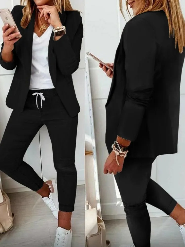 Damski Zestaw Formalny z Marynarką Slim-Fit i Spodniami