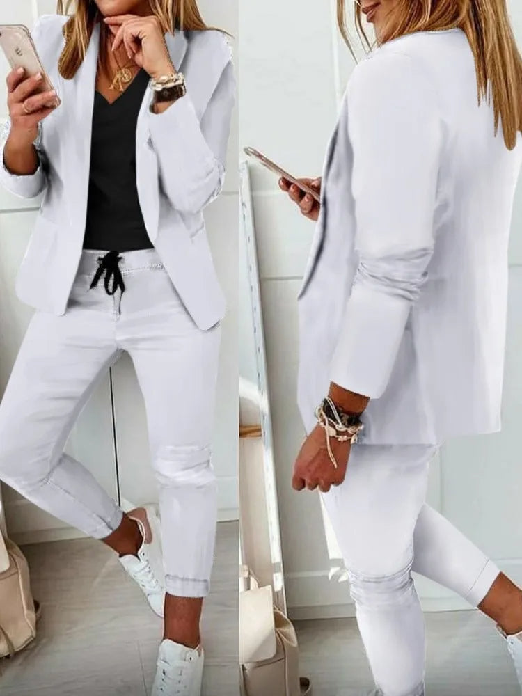 Damski Zestaw Formalny z Marynarką Slim-Fit i Spodniami