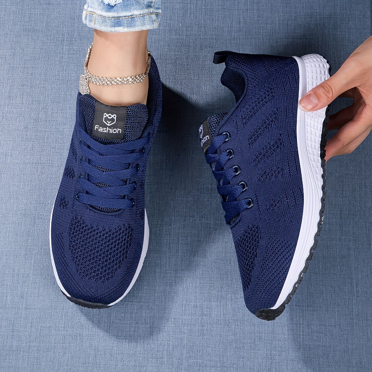 Damskie Sneakersy Dzianinowe z Oddychającą Cholewką i Amortyzującą Podeszwą