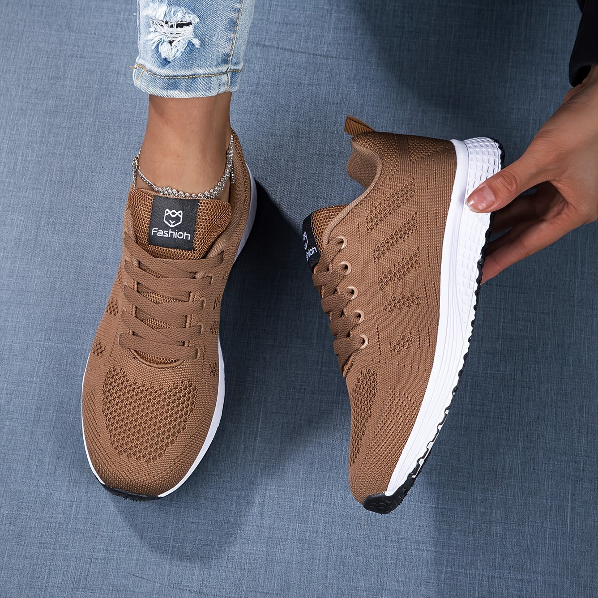 Damskie Sneakersy Dzianinowe z Oddychającą Cholewką i Amortyzującą Podeszwą