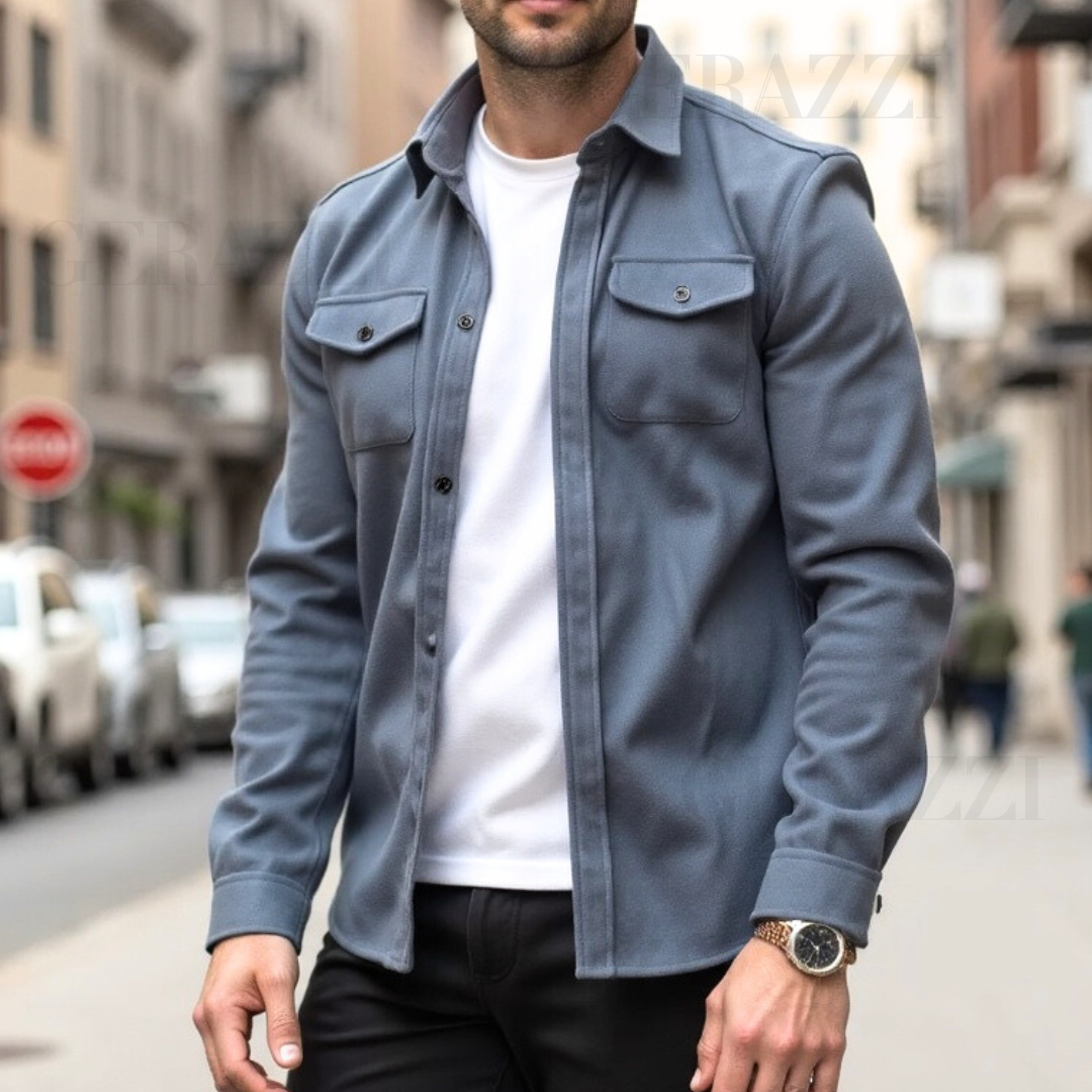 Męska Marynarka Slim Fit z Zapięciem Jednorzędowym