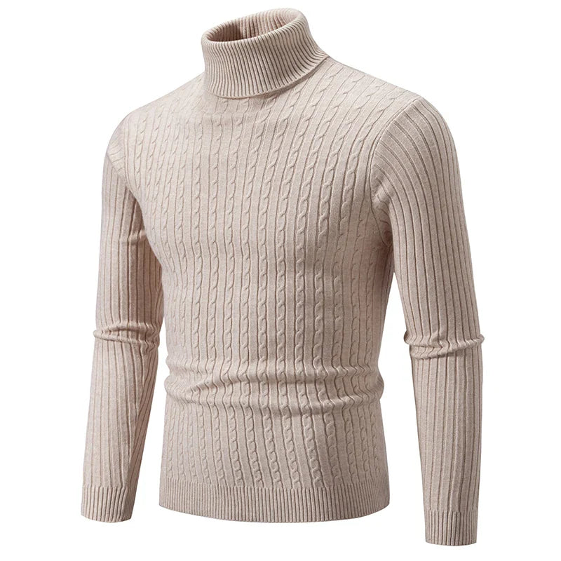 Męski Zimowy Golf z Długim Rękawem Slim Fit