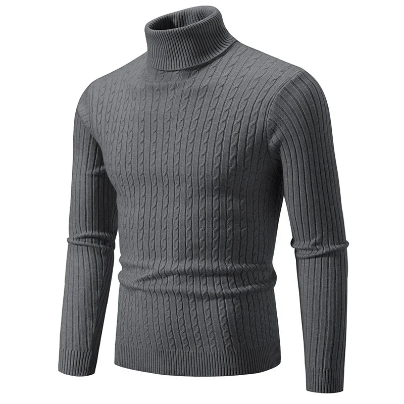 Męski Zimowy Golf z Długim Rękawem Slim Fit