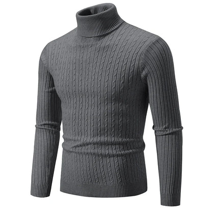 Męski Zimowy Golf z Długim Rękawem Slim Fit