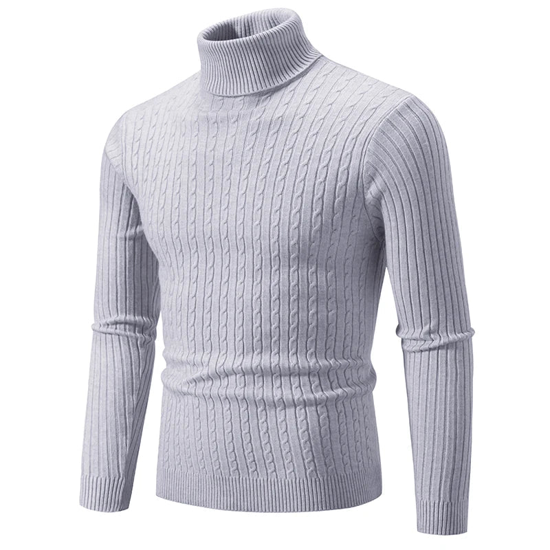 Męski Zimowy Golf z Długim Rękawem Slim Fit
