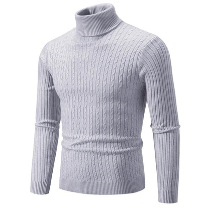 Męski Zimowy Golf z Długim Rękawem Slim Fit