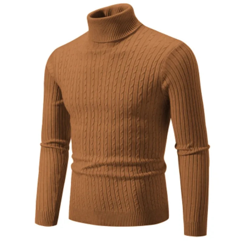 Męski Zimowy Golf z Długim Rękawem Slim Fit