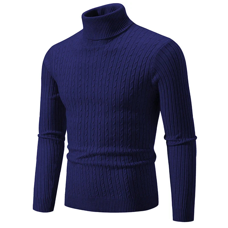 Męski Zimowy Golf z Długim Rękawem Slim Fit