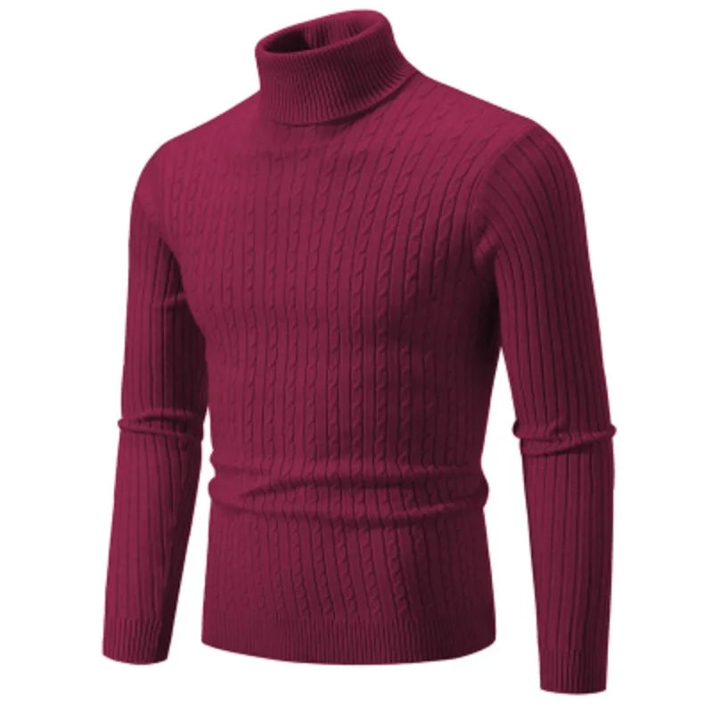 Męski Zimowy Golf z Długim Rękawem Slim Fit