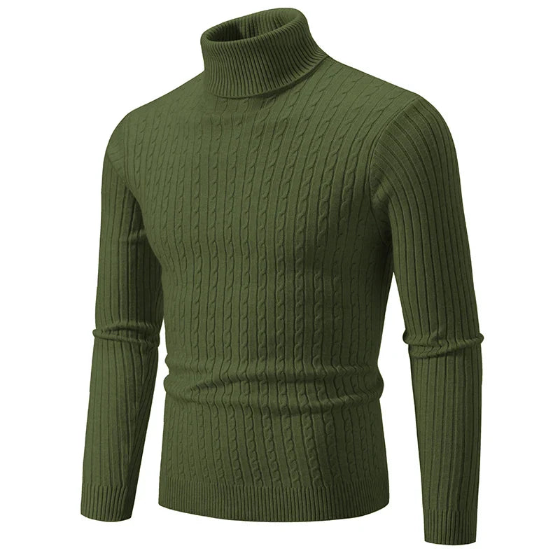 Męski Zimowy Golf z Długim Rękawem Slim Fit