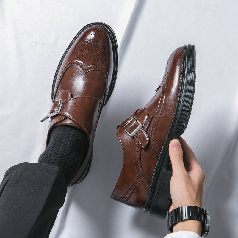 Męskie Mokasyny Slip-On z PU Skóry z Okrągłym Noskiem i Gumową Podeszwą