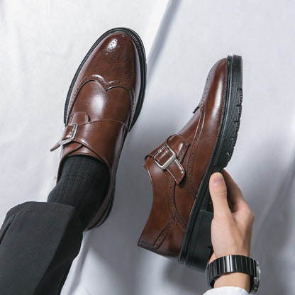 Męskie Mokasyny Slip-On z PU Skóry z Okrągłym Noskiem i Gumową Podeszwą