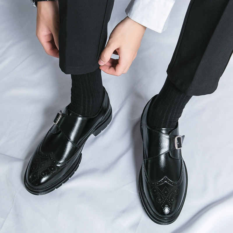 Męskie Mokasyny Slip-On z PU Skóry z Okrągłym Noskiem i Gumową Podeszwą