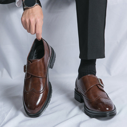 Męskie Mokasyny Slip-On z PU Skóry z Okrągłym Noskiem i Gumową Podeszwą