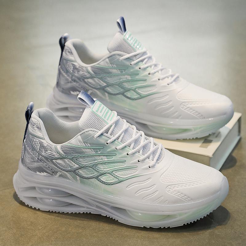 Męskie Sneakersy z Oddychającą Cholewką z Siatki i Podwyższoną Podeszwą PVC