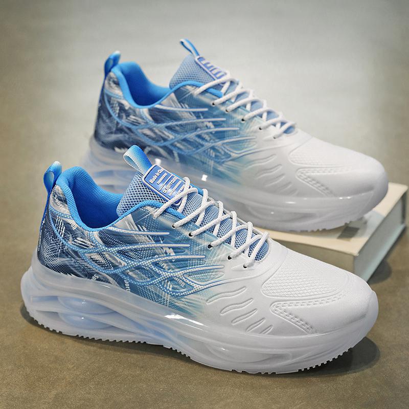 Męskie Sneakersy z Oddychającą Cholewką z Siatki i Podwyższoną Podeszwą PVC