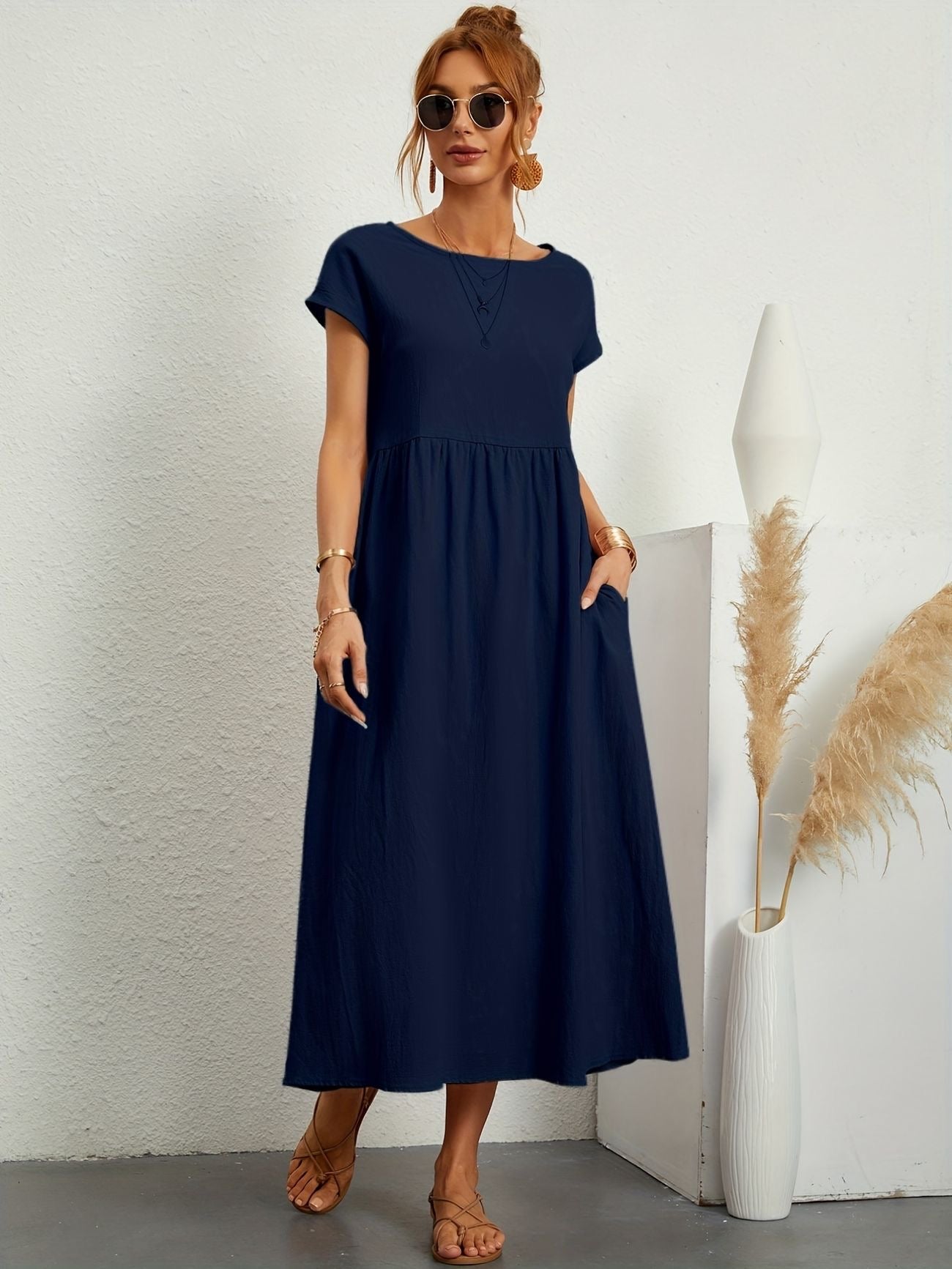Sukienka Midi z Eleganckim Krojem i Miękką Tkaniną | Idealna na Wiosnę i Lato