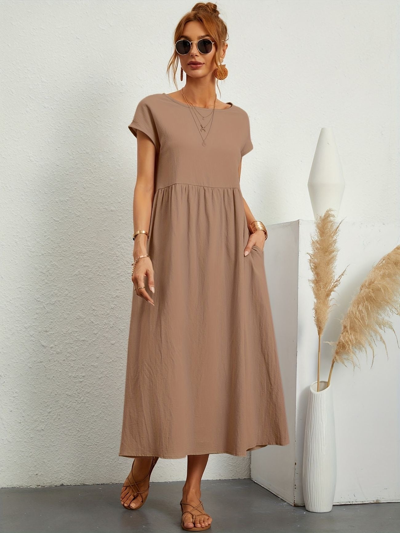 Sukienka Midi z Eleganckim Krojem i Miękką Tkaniną | Idealna na Wiosnę i Lato