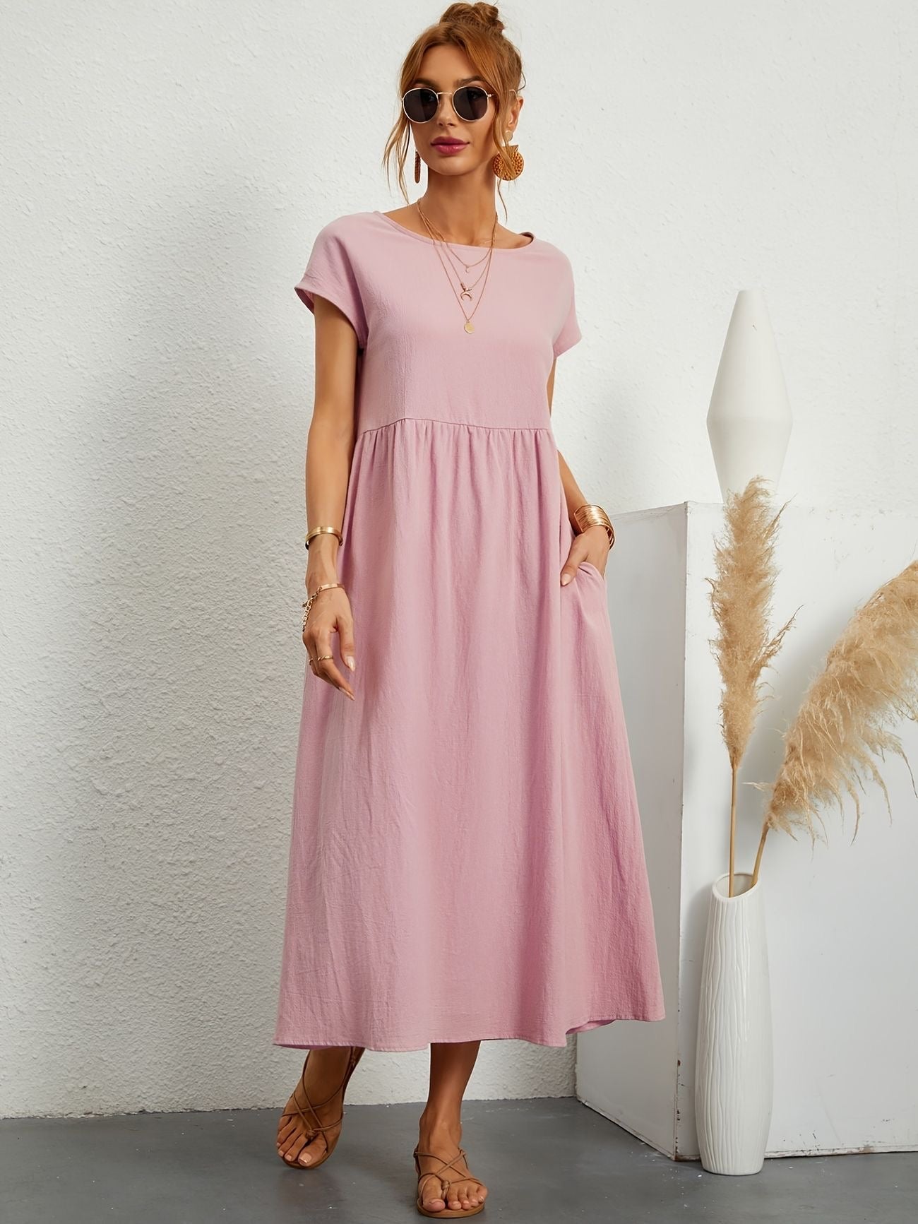 Sukienka Midi z Eleganckim Krojem i Miękką Tkaniną | Idealna na Wiosnę i Lato