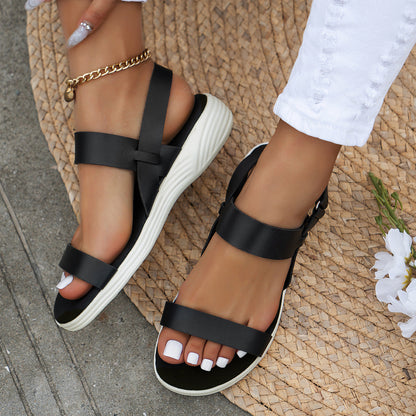 Sandały Peep Toe z Rzepem | Idealne na Lato