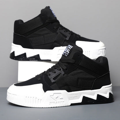 Męskie Średniowysokie Sneakersy w Kamuflażu z Gumową Podeszwą | Idealne na Każdą Porę Roku
