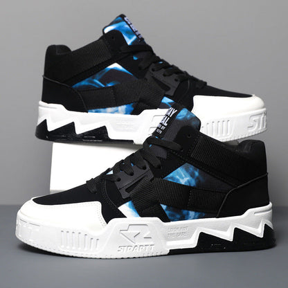 Męskie Średniowysokie Sneakersy w Kamuflażu z Gumową Podeszwą | Idealne na Każdą Porę Roku