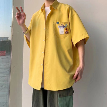 Męska koszula kardigan z krótkim rękawem w slim fit idealna na lato