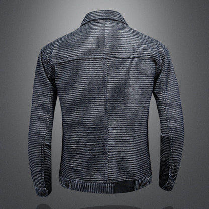 Męska Kurtka Motocyklowa Slim Fit z Denimu z Kołnierzem | Idealna na Wiosnę