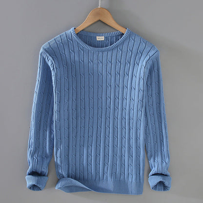 Męski Gruby Sweter z Splotem Slim Fit Idealny na Zimę