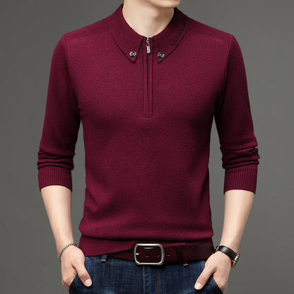 Męski wełniany sweter pulower w slim fit idealny na zimę