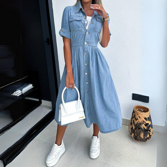 Zofia – Nowoczesna Sukienka Casualowa z Dżinsu
