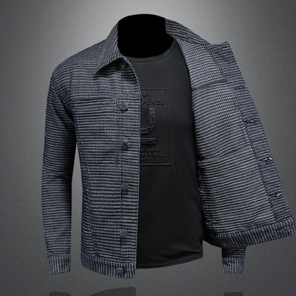Męska Kurtka Motocyklowa Slim Fit z Denimu z Kołnierzem | Idealna na Wiosnę