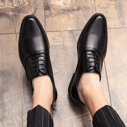 Męskie Biznesowe Buty ze Skóry PU z Gumową Podeszwą i Oddychającą Konstrukcją | Idealne na Każdy Sezon