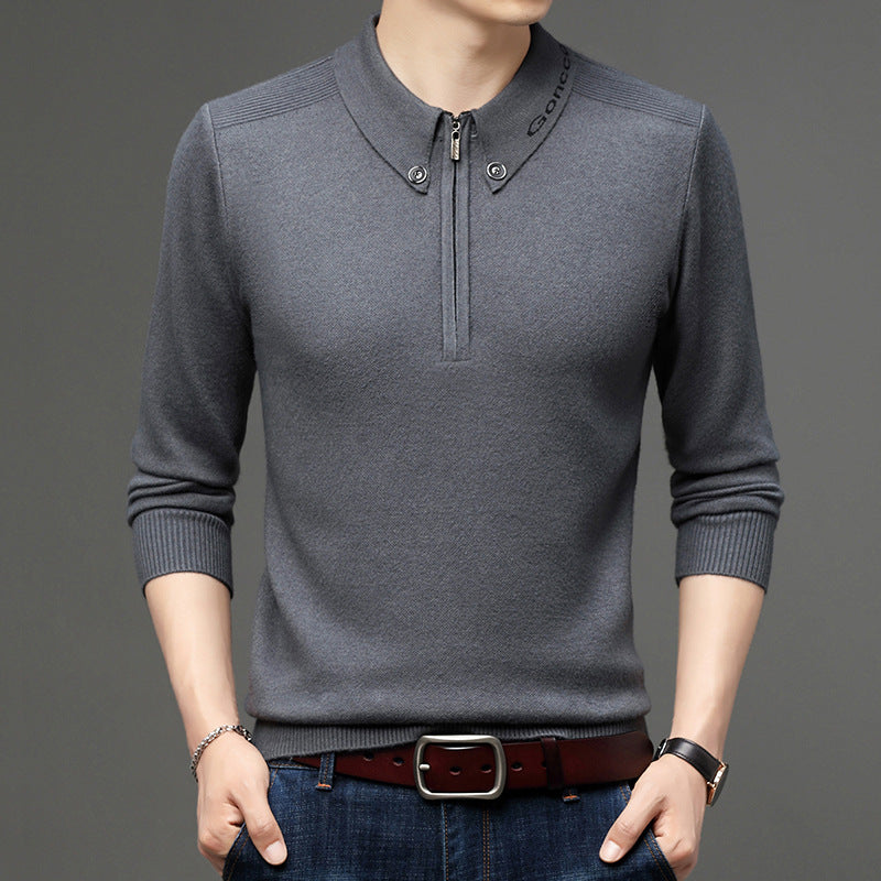 Męski wełniany sweter pulower w slim fit idealny na zimę