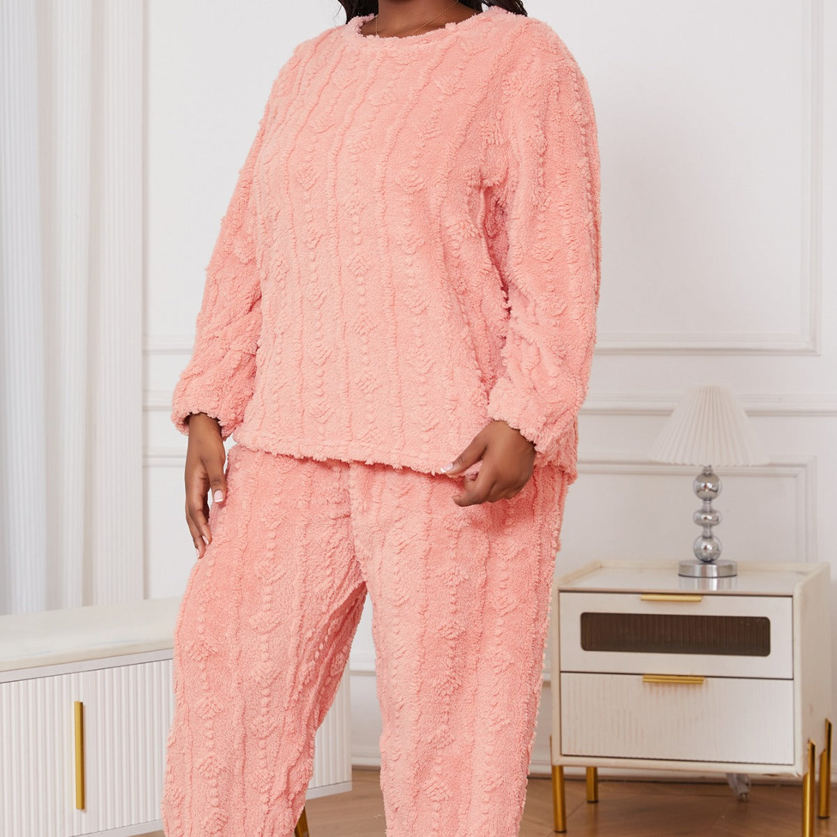 Piżama Plus Size z Okrągłym Dekoltem | Idealna na Cały Rok