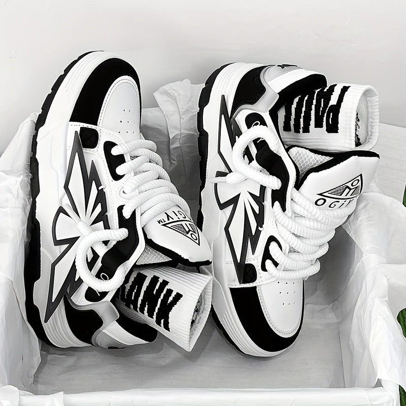 Męskie sneakersy na grubej podeszwie z syntetyczną skórzaną cholewką | Idealne na wiosnę, lato i jesień