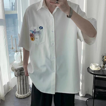 Męska koszula kardigan z krótkim rękawem w slim fit idealna na lato