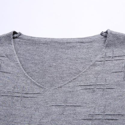 Sweter z dekoltem w serek o slim fit i długim rękawie dla mężczyzn, idealny na wiosnę i jesień