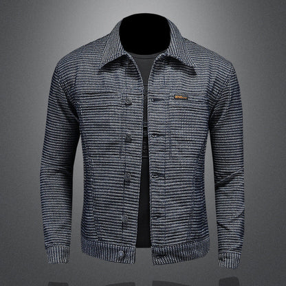 Męska Kurtka Motocyklowa Slim Fit z Denimu z Kołnierzem | Idealna na Wiosnę