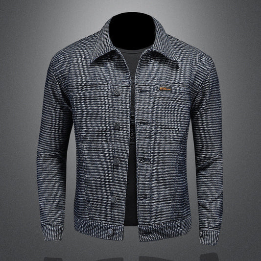 Męska Kurtka Motocyklowa Slim Fit z Denimu z Kołnierzem | Idealna na Wiosnę